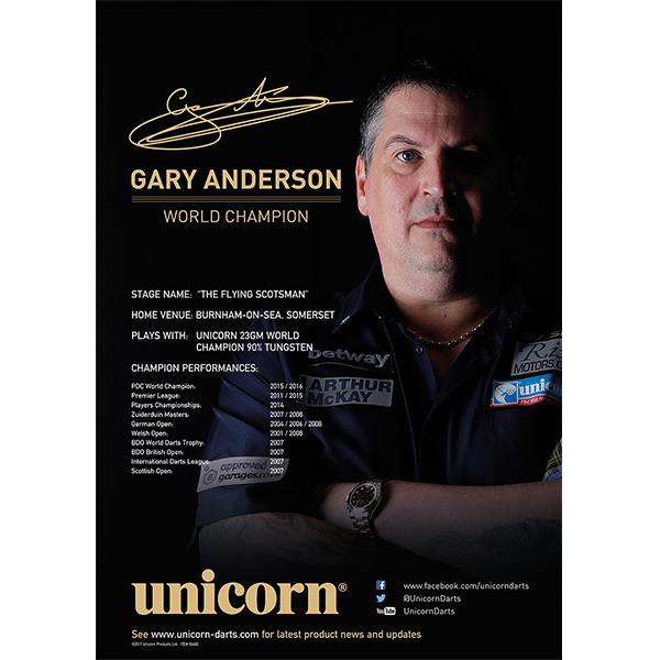 UNICORN 2017 GARY ANDERSON WORLD CHAMP POSTER