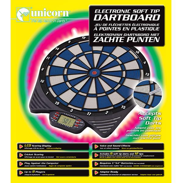 UNICORN MK2 -ELECTRONIC SOFT TIP LCD DARTBOARD BOX