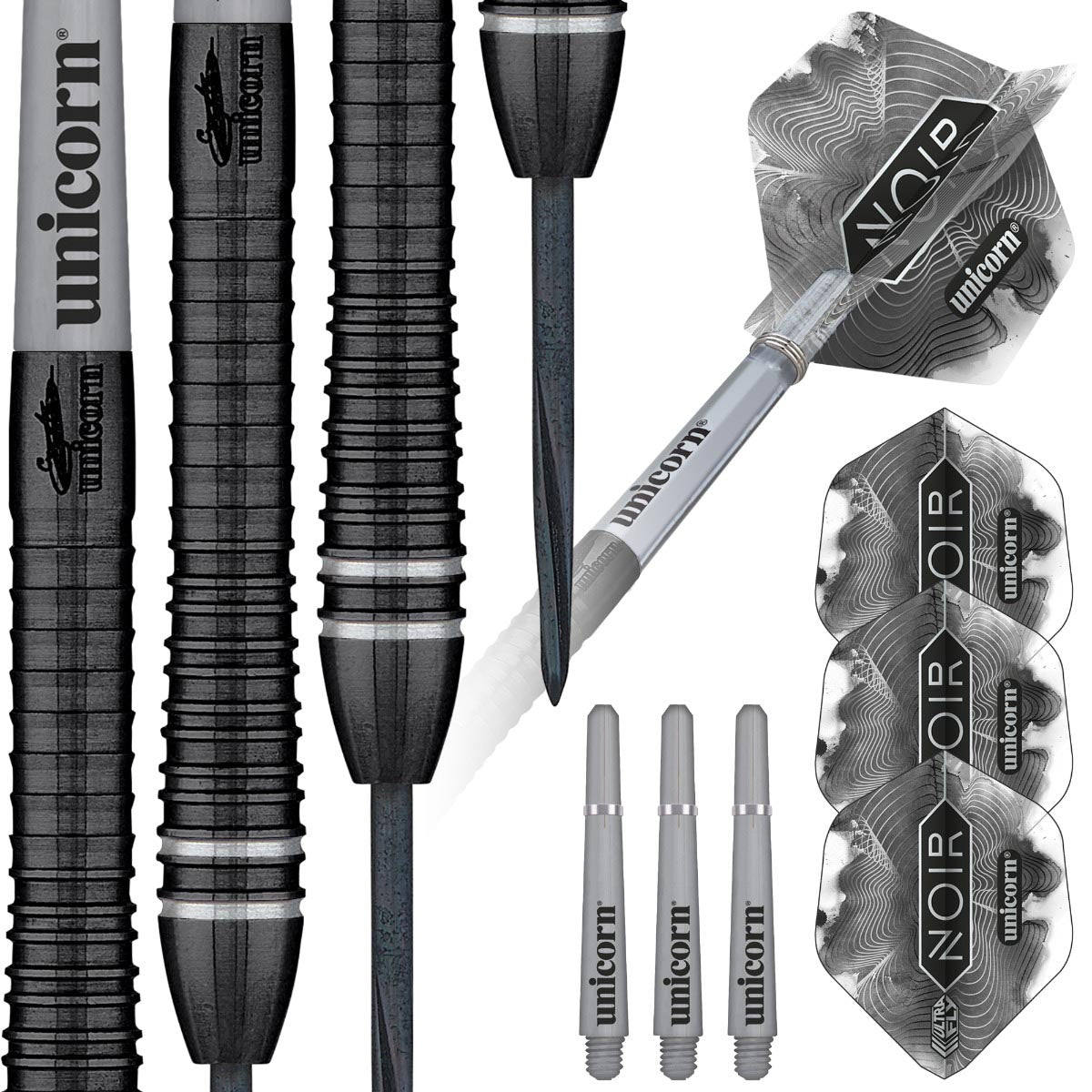 Unicorn Gary Anderson Noir 90% Tungsten Phase 6 Steel Tip Darts