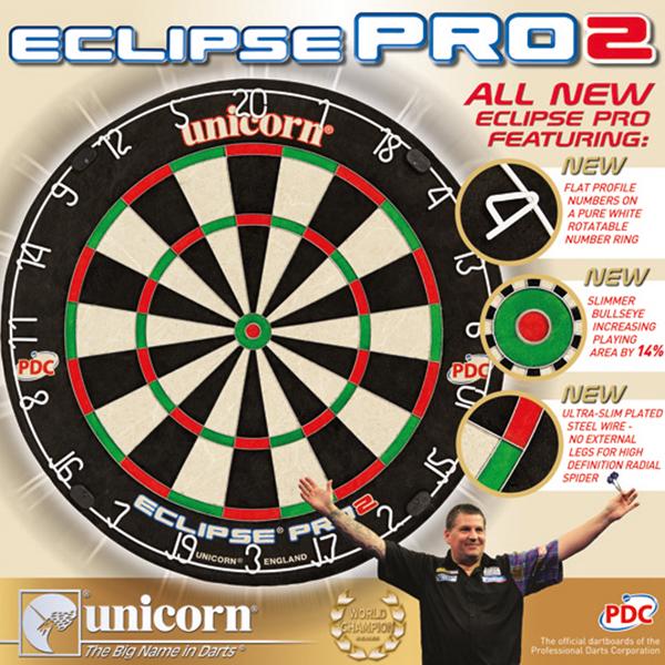 UNICORN UPL ECLIPSE PRO2 BRISTLE PDC ENDORSED DARTBOARD BOX