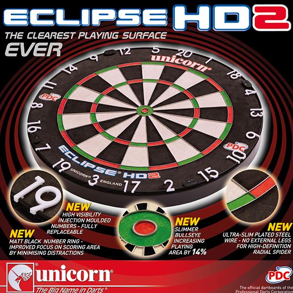 UNICORN ECLIPSE HD2 PDC ENDORSED DARTBOARD BOX